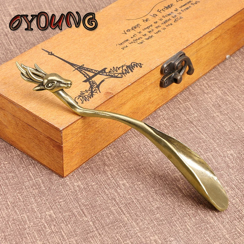 Vintage Brass Copper Deer Head Tea Scoops Shovel  Coffee Black Tea Spoon Powder Teaspoon Teaware Tea Ceremony Ice Cream