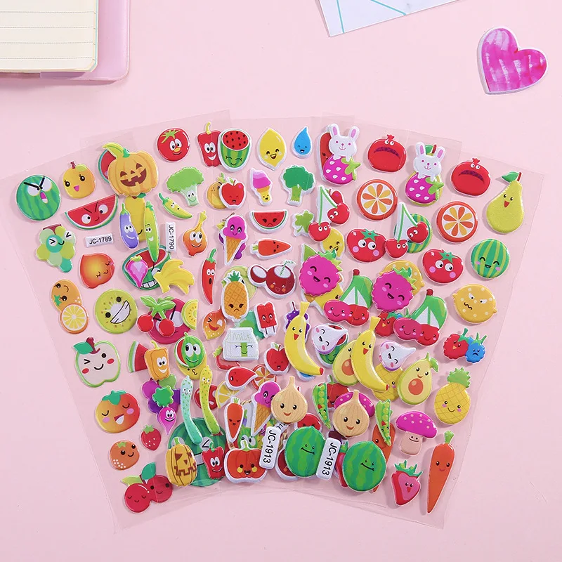 Dropshipping Sticker Kawaii Bubble Stickers Kids DIY Car Accessories Baby Girl Children Boy Toys Puffy Stickers Reward Kids Toys