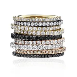 Classic CZ Eternity Band Ring 925 Sterling Silver Full Micro Paved Cubic Zirconia 4 Color Thin Stacking Finger Rings Wholesale