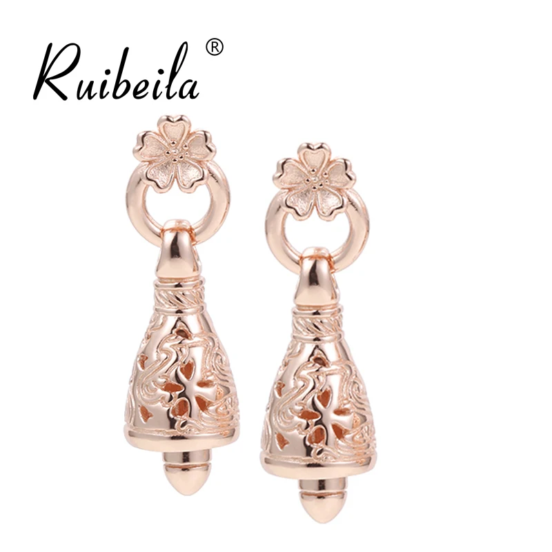 Rebella genuine S925 silver rose gold and silver bells female retro personality earrings earrings birthday gift