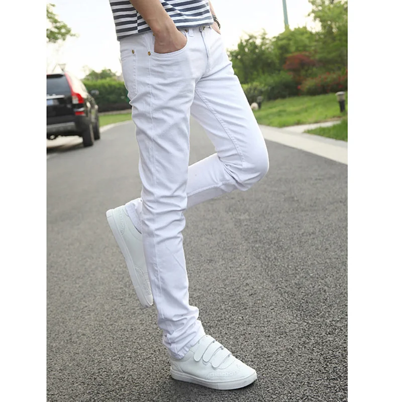 Hot 2021 Mens Pants Fashions Men Casual Denim School Cowboy Black/White Skinny Jeans Men Stretch Boy Teenagers Pencil Pants Men
