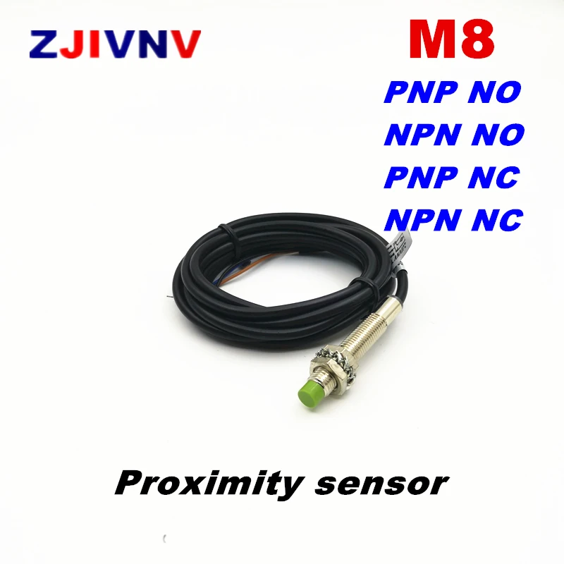 M8 non-flush  proximity inductive sensor PNP/NPN NO/NC DC5-24V 3 wires proximity switch , 2mm metal sensor Hight quality