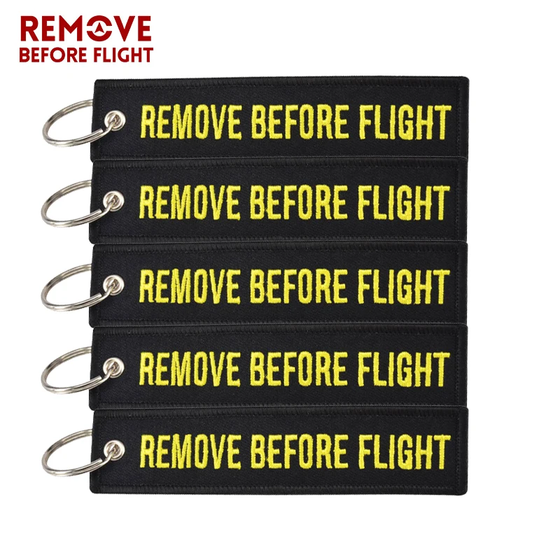 5 PCS/LOT Remove Before Flight Keychain Embroidery Motorcycle Key Safety Tag for Aviation Key Fob Car Keychain Jewelry Accessory