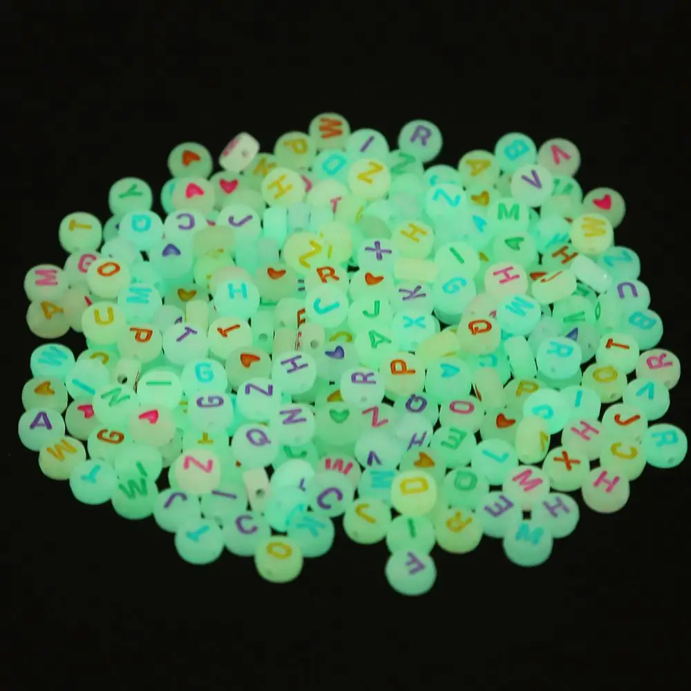 100pcs/Lot Luminous Letter Beads Alphabet Acrylic Spacer Beads For Jewelry Making DIY Bracelet Necklace Handmade Glow Beads