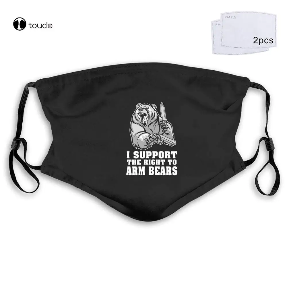 New LooseI SUPPORT THE RIGHT TO ARM BEARS design online Print  Men Face Mask Filter Pocket Cloth Reusable Washable