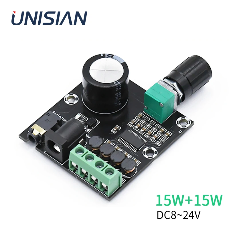 UNISIAN HIFI DIgital 2.0 channel Auido Amplifier 15W+15W Power Amplifier Board For Portable Audio System