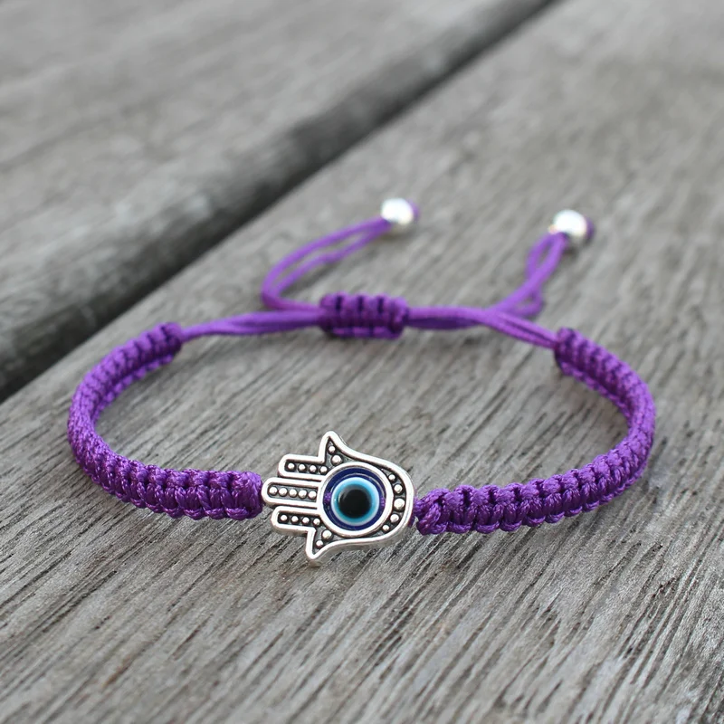 Handmade Adjustable Braided Rope Bracelet Lucky Fatima Hamsa Hand Evil Eye Charm Bracelets for Women Men Couple Amulet Jewelry