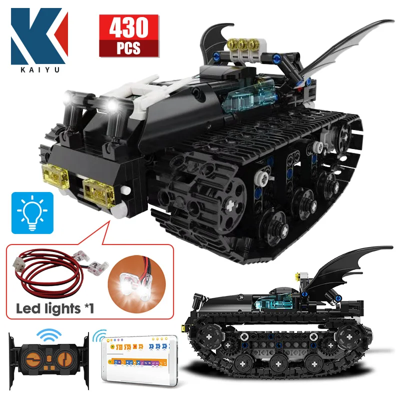 

KAIYU 430pcs LED RC APP Bat Vehicle Truck Tank Building Blocks Remote Control Off-Road Racing Car Bricks Toys Boys