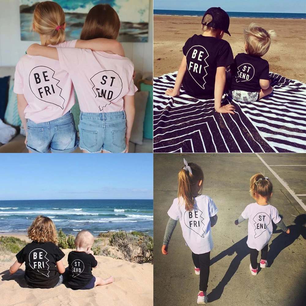 

Back Best Friend White/black/pink Tee Summer Short Sleeve T-shirts Shildren Unisex Tee Shirt Toddler Tops Clothes Drop Ship