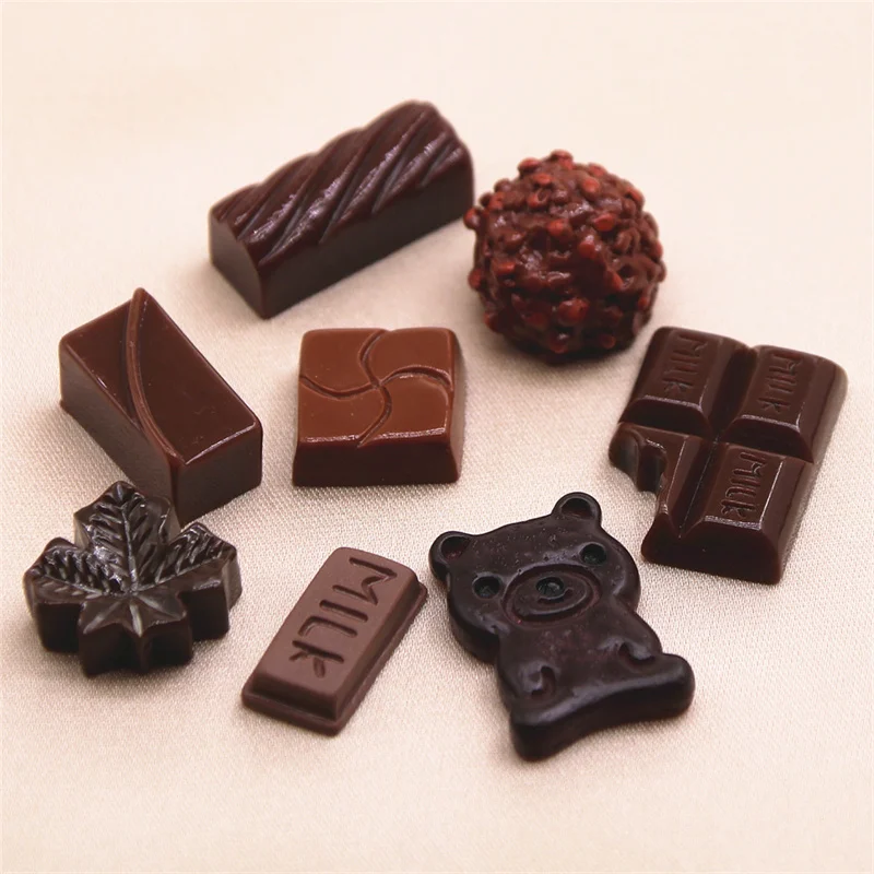10pcs Chocolate Candy Resin Flat back Cabochon Miniature Sweet Food Art Supply Decoration Charm DIY Craft