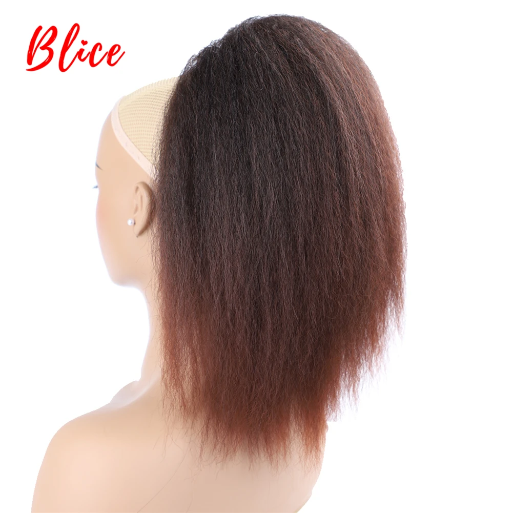 Blice-extensiones de cabello sintético resistente al calor, pelo liso rizado con dos coleteros de plástico, 14 ", 1B/33