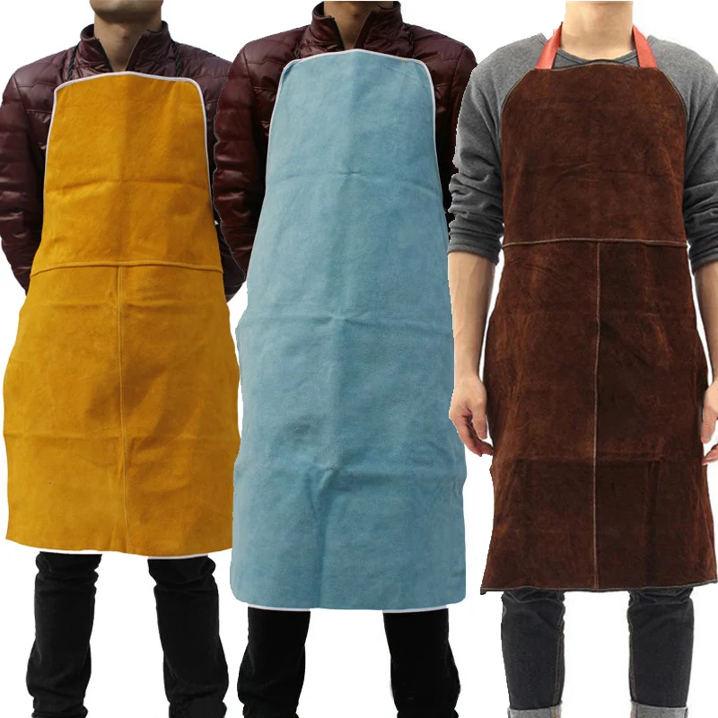 Welding Aprons Protective Welder Thermal Protection Workwear Cowhide Leather Heat Insulation Welder Protective Apron