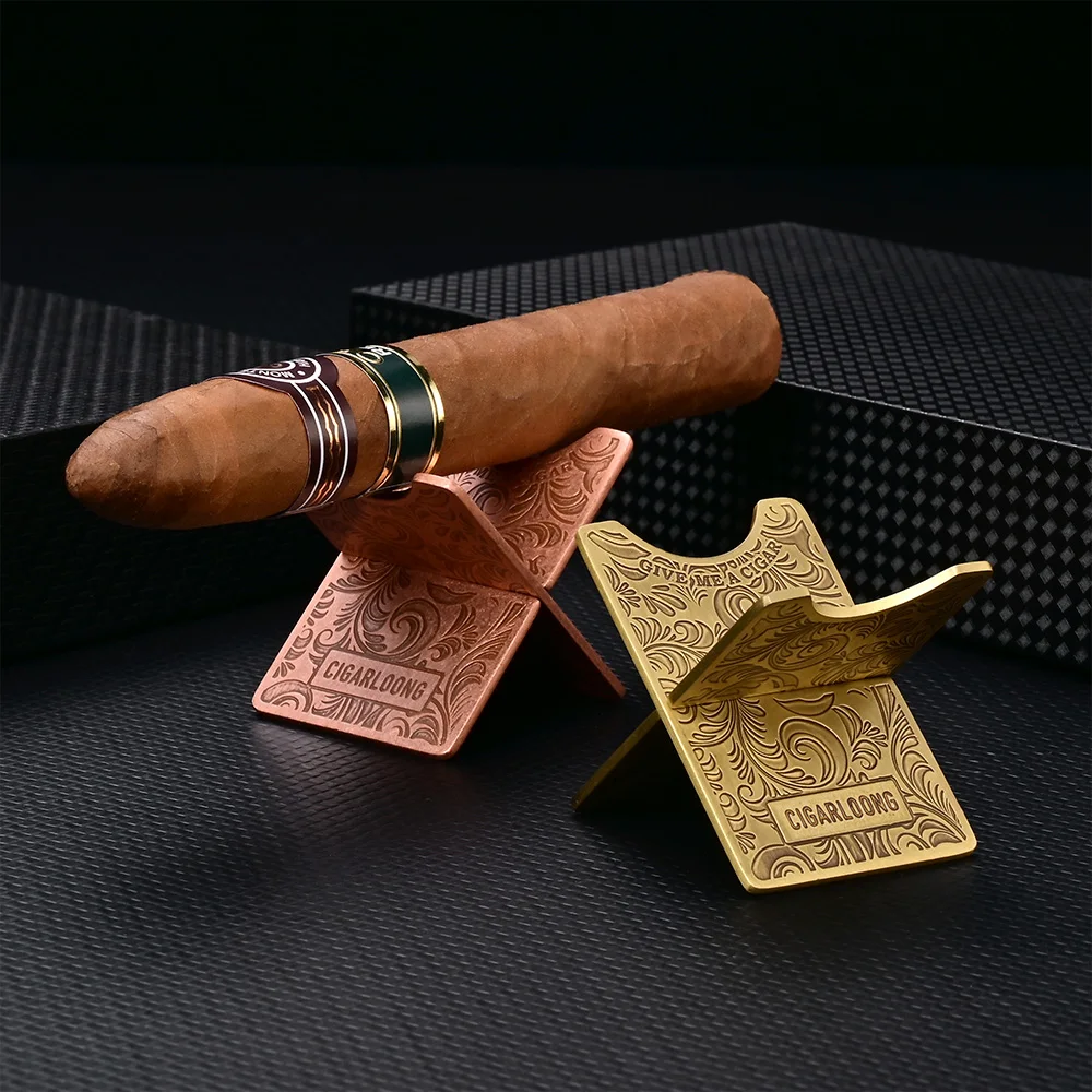 CIGARLOONG Cigar Stand Stainless Steel Durable Foldable Carved Portable  Cigar Gadgets Cigarette Travel Holder