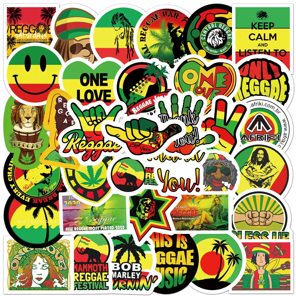 10/30/50PCS Cool REGGAE Graffiti Stickers Aesthetic Laptop Water Bottle Guitar Waterproof DIY Decal Sticker Packs Kid Toy