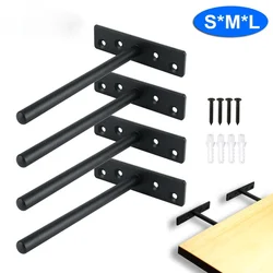 Stainless Steel Floating Shelf Bracket Heavy Duty Hidden Brackets Supports Blind Shelf Wall Mount 6-Inch,Matte Black