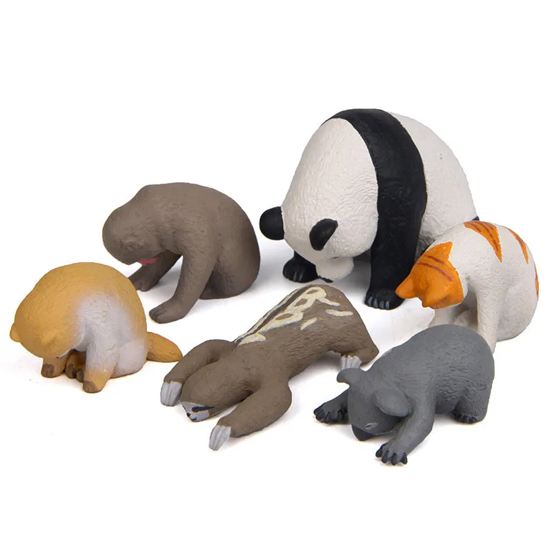 1Pc Cute Mini Animation Model Sleeping Animal Koala Sloth Cats Doll Figures Toys Creative Handicraft Ornaments Home Decoration