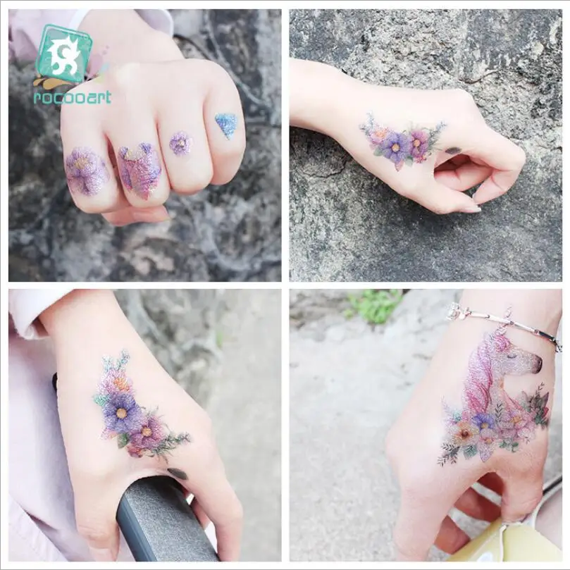 FG Powder Temporary Tattoo Body Art Butterfly Mermaid Unicorn Peacock Women Tattoo Water Transfer Fake Tattoo Sticker T1889