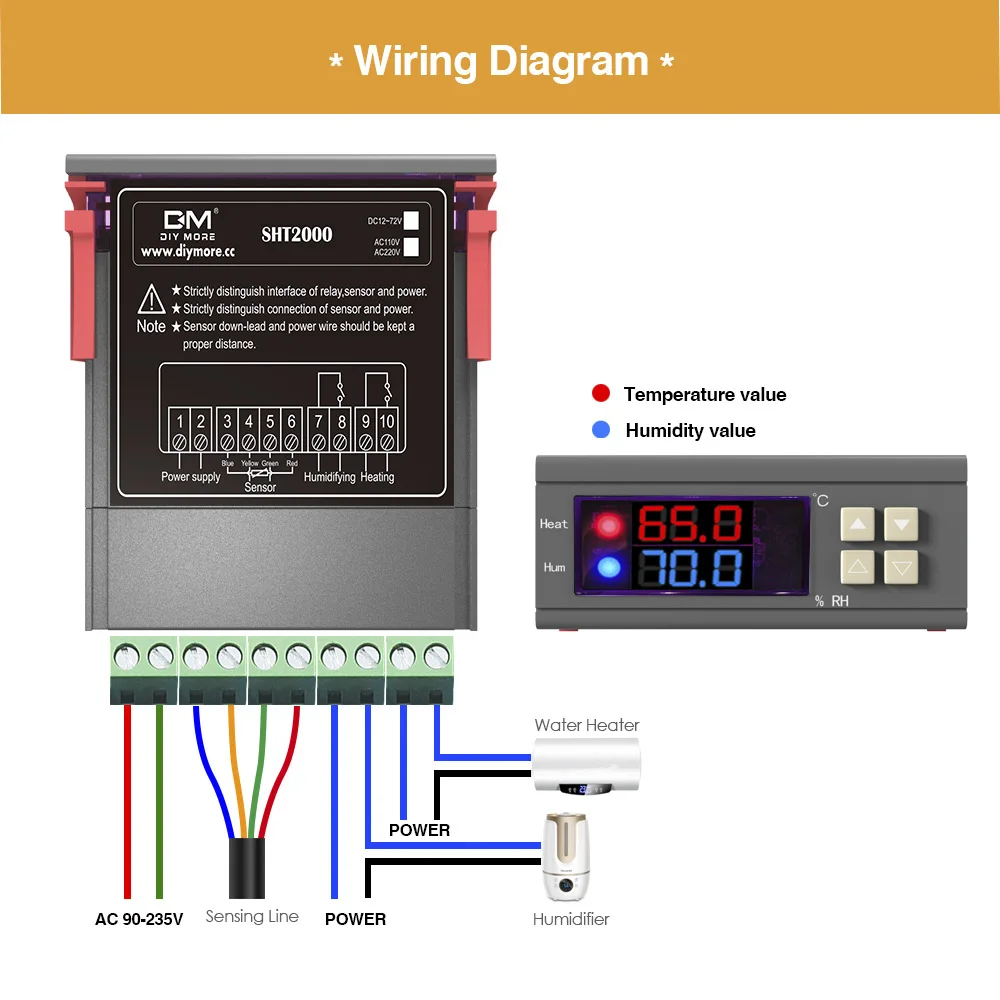 12V 24V 110V 220V Digital Temperature Humidity Controller Incubator Thermostat Humidistat Thermometer Hygrometer Soil Moisture