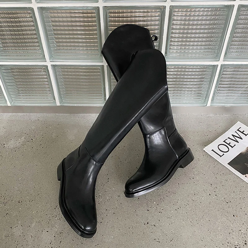 Botas altas para mujer, zapatos occidentales para mujer, primavera otoño 20224, nuevas botas modernas de caballero hasta la rodilla de estilo