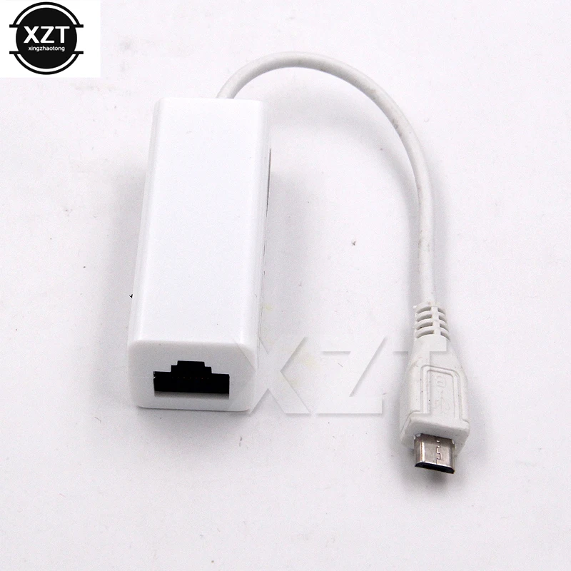 Adaptador de placa de rede Lan para tablet, micro usb 2.0 macho para rj-45 fêmea, 5 pinos, 10/100