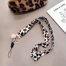 Leopard print Phone holder Key Lanyard Cheetah ID Badge Holders Animal Phone Neck Straps with Keyring - AliExpress 