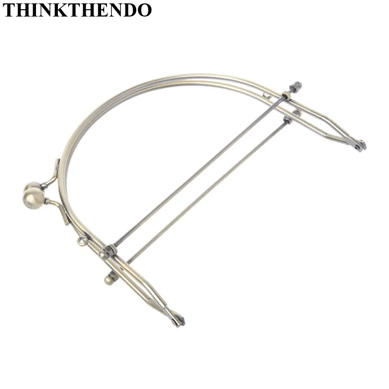 THINKTHENDO 1Pc Metal Half Round Frame Kiss Clasps Lock Purse Bag Handbag Handle Clutch