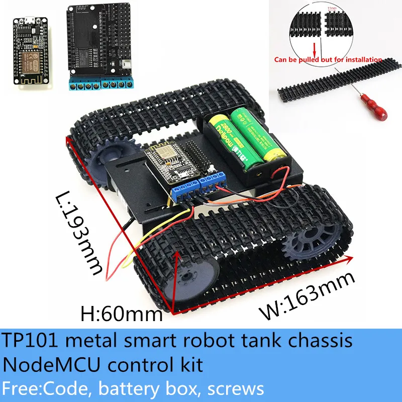 Wireless Wifi Control Metal Smart RC Robot Tank Chassis With NodeMCU Controller Kit 33GB-520 DC Motor Education DIY For Arduino