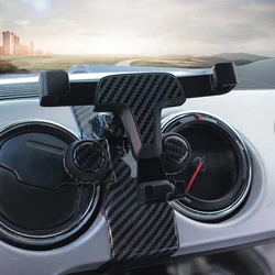 QHCP Carbon Fiber Look Phone Holder Air Vent Cradle Phone Bracket Dashboard Mount Stand For Ford Mustang 2015-2023 Car Accessory