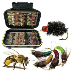 139Pcs Fly Fishing Flies Lures Bait Starter Set Dry Wet Fly Streamer Nymph Emerger for Trout Bass Winter Spring Fishing
