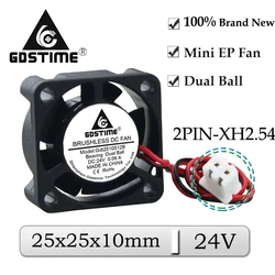 Gdstime-mini cooler axial de 24v, 25x25x10mm, 25mm, esfera dupla, ventilador com 2cm, sem escova, exaustor e refrigerador, 25mm x 10mm