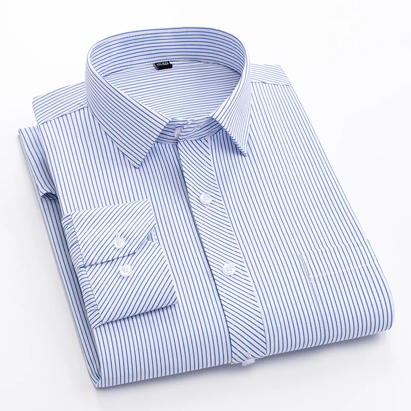 

Men's long-sleeved Business Striped Shirt Casual Slim Fit Social Dress Shirt For Man Soft Comfortable Male Clothing