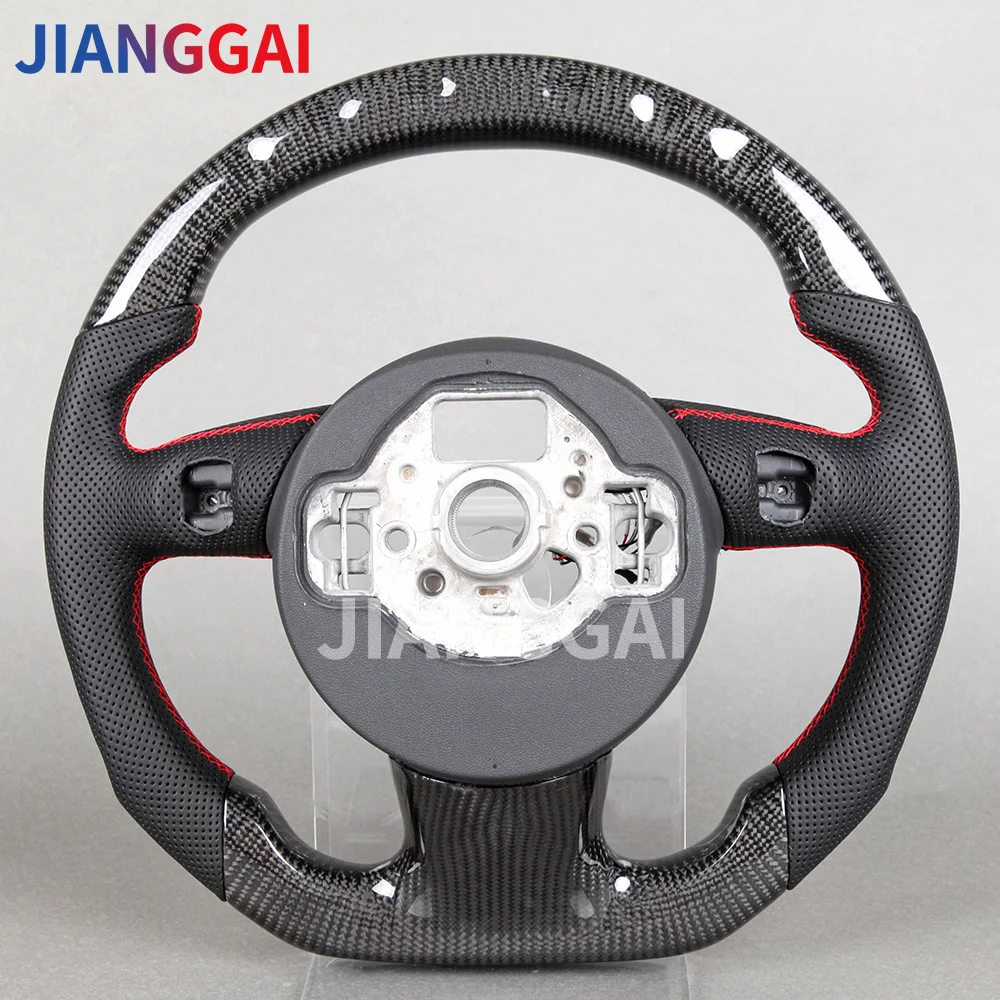 Carbon Fiber LED Car Steering Wheel Kit Suitable For Audi A3 A6 A7 S6 2012 2013 2014 2015 2016 Models Perforated Leather