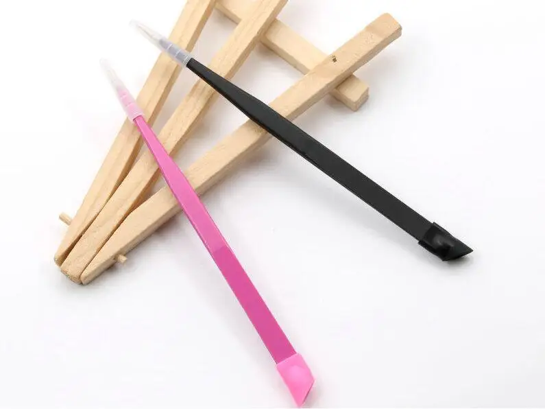 New Steelless Straight Nail Tweezers Tips Metal Tweezers With Silicone Pressing Head Nail Art Set Manicure Toosl Pink Black