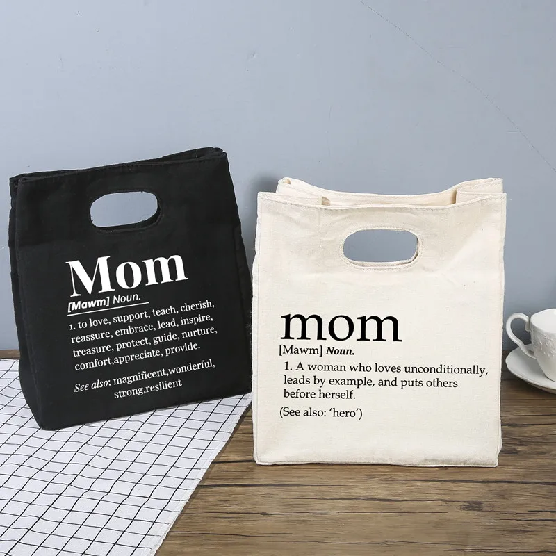 

Mom Definition Print Functional Cooler Lunch Bag Portable Insulated Bento Totes Thermal Food Picnic Storage Bags Mother's Gifts