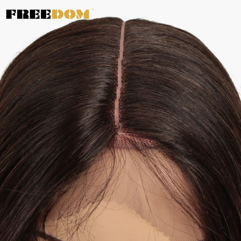 FREEDOM Synthetic Lace Wigs For Black Women 34 Inch Lace Full Head Long Straight Lace Wig Braid Double Ponytail Cosplay Wigs