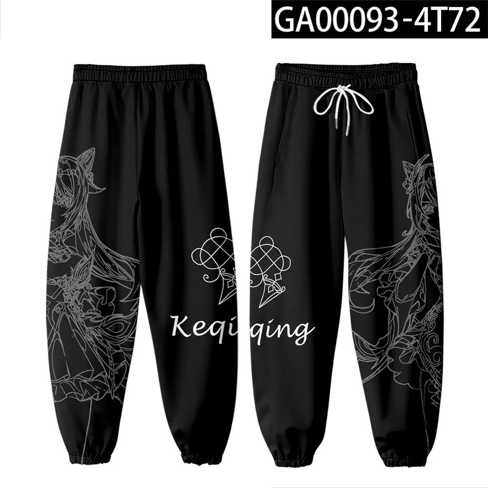 뜨거운 게임 Genshin Impact 3D Men Joggers 스웨트 팬츠 신축성있는 허리 루스 캐주얼 바지 힙합 남성용 스웨트 팬츠 코스프레 의상