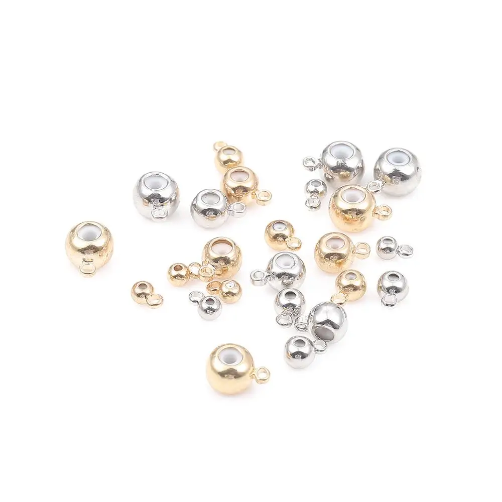 10 pcs/lot 3/4/5/6mm Rhodium &KC Gold Color Stainless Steel Spacer Beads Loose With Hole 0.8.2-5mm For Bracelets Jewelry Making