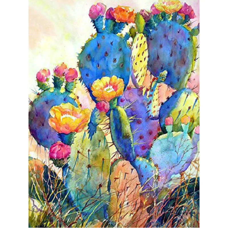 5D Diy Diamond Painting Cross Stitch cactus flowers rhinestones puzzle Mosaic picture Diamond Embroidery stickers Home Decor