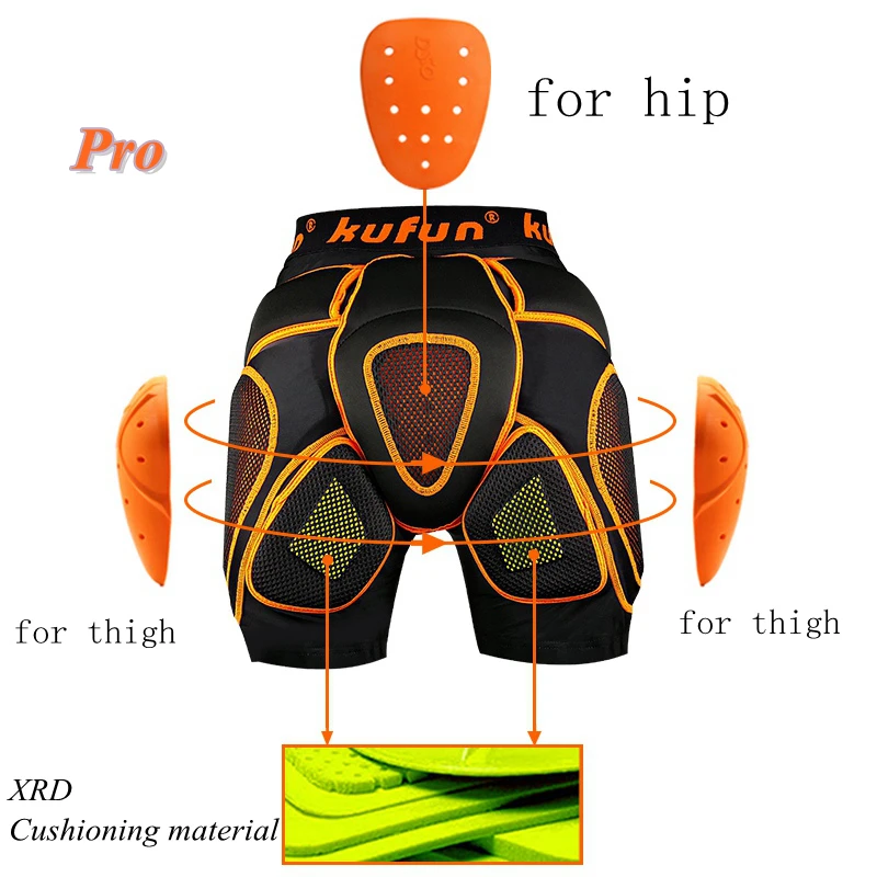 KUFUN D3O Knee Pads Protector Shorts RZ Hip Pad for Ski Snowboard Skateboard Skate Motorcycle Adult Protective Gear Woman Girl