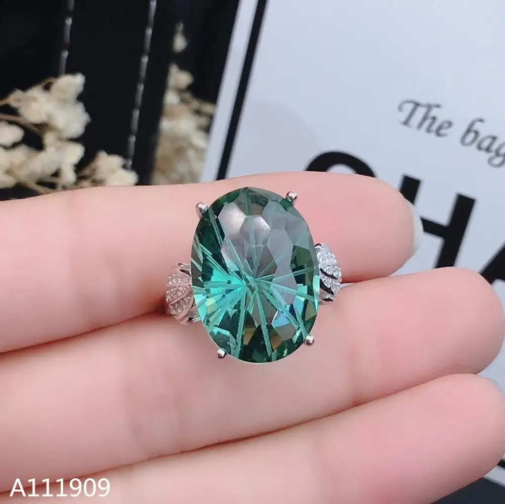 KJJEAXCMY boutique jewelry 925 sterling silver inlaid Green crystal gem women's luxury ring high quality