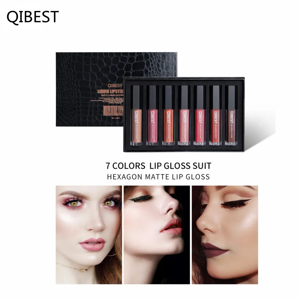 Qibest 5Pcs Vrouwen Mode Sexy Matte Fluwelen Lipstick Set Moisturizer Rode Lip Stick Up Schoonheid Cosmetische Kit