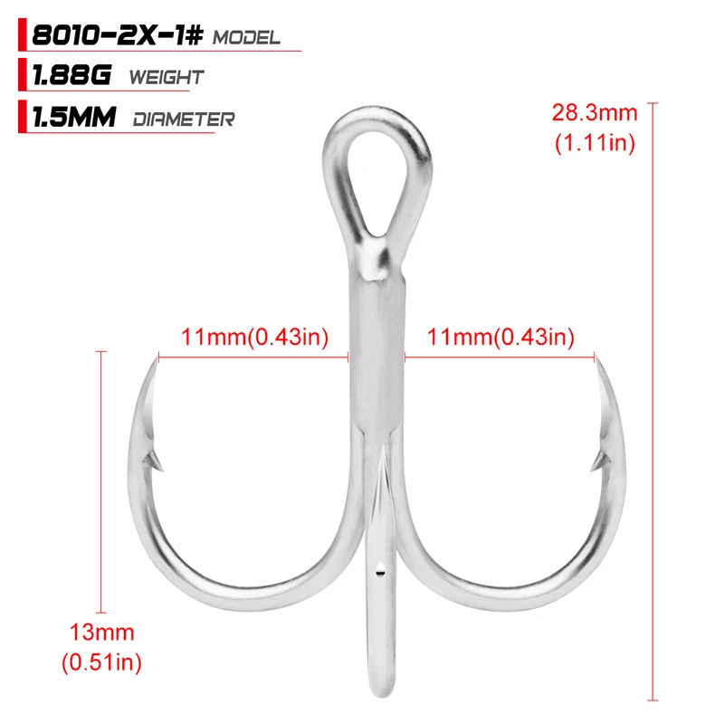 PROBEROS 10 Teile/los Salzwasser Angelhaken Drillinge 1 # -2 # -4 # -6 # -8 # -10 # -12 # -14 # -1/0 # -2/0 # -3/0 # Angelhaken aus Kohlenstoffstahl – Detail 7