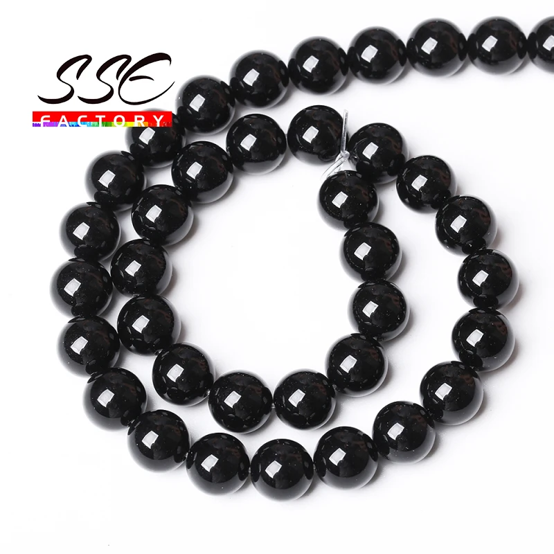 AAAAA Natural Black Agates Round Loose Beads Onyx Loose Beads 15\