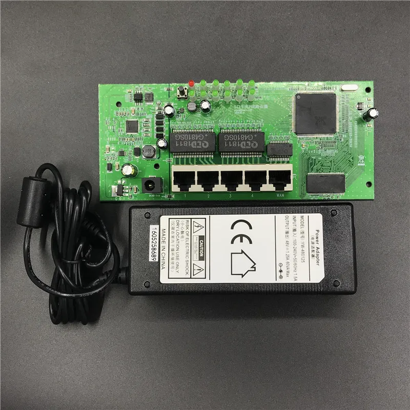 Módulo enrutador POE de 5 puertos OEM, módulo enrutador con cable OEM, venta de 5 Gigabit completo, 10/100/1000M, 48V 2a