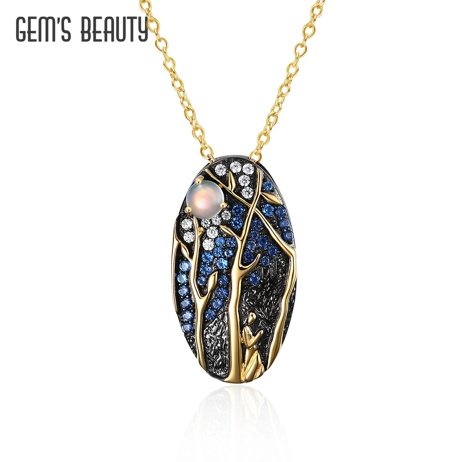 

Gem's Beauty Pendant Necklaces for Women Fashion Jewelry Gifts Ethiopia Opal Gold Plate Top Designer Luxury Jewelry Neck Chains