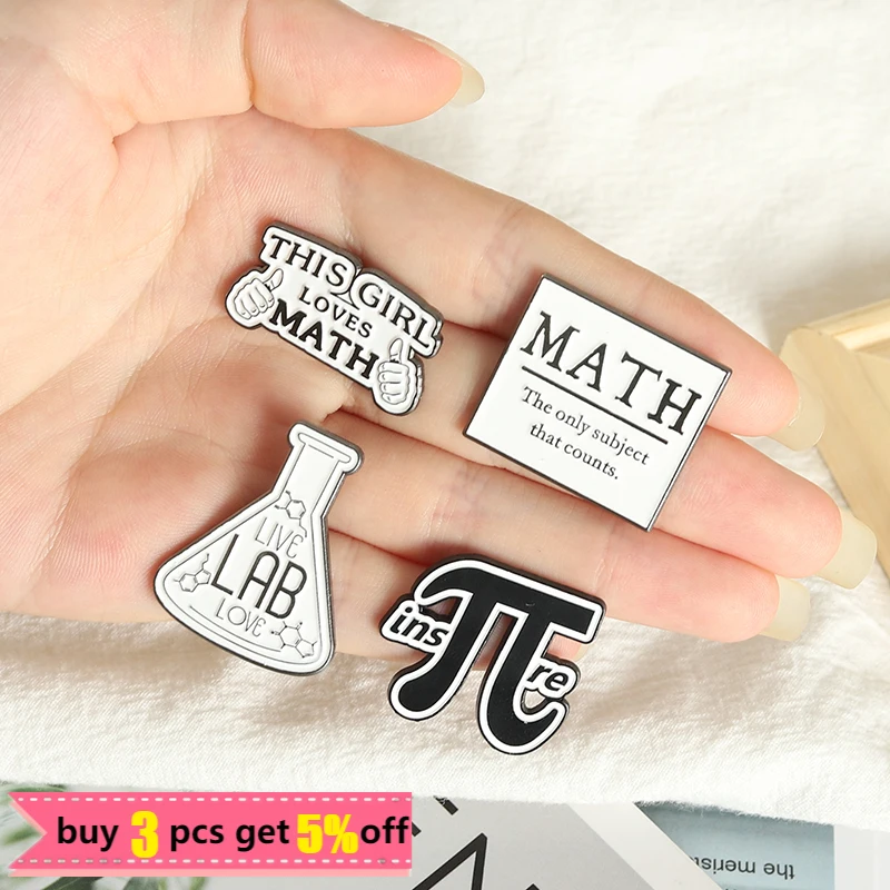 Wholesale Gift Mathematics Enamel Pin Math and Science Brooches Backpacks Lapel Pins Badge Cartoon Metal Jewelry for Friends