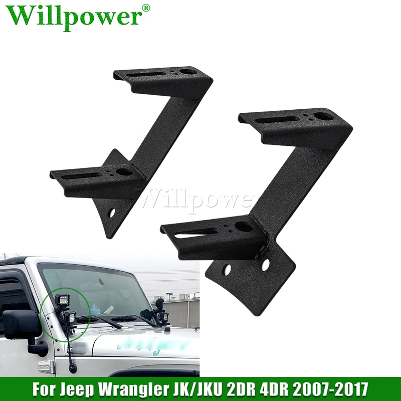 Kit de montage de lampe de travail pour voiture tout-terrain, double pare-brise inférieur LED pour Jeep Wrangler JK JKU 2DR 4D 2007 – 2017, supports d'éclairage pour pilier A