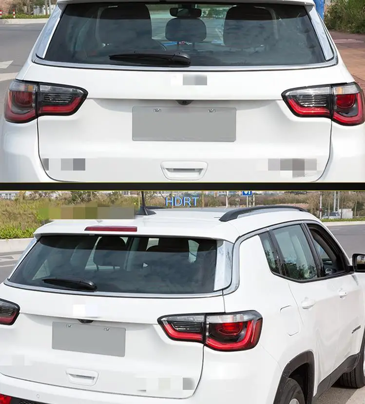 For Jeep Compass 2017 2018 2019 2020 Car ABS Chrome Trim Rear Window Sequin Glass Spoiler Side Triangle Molding Part 2pcs