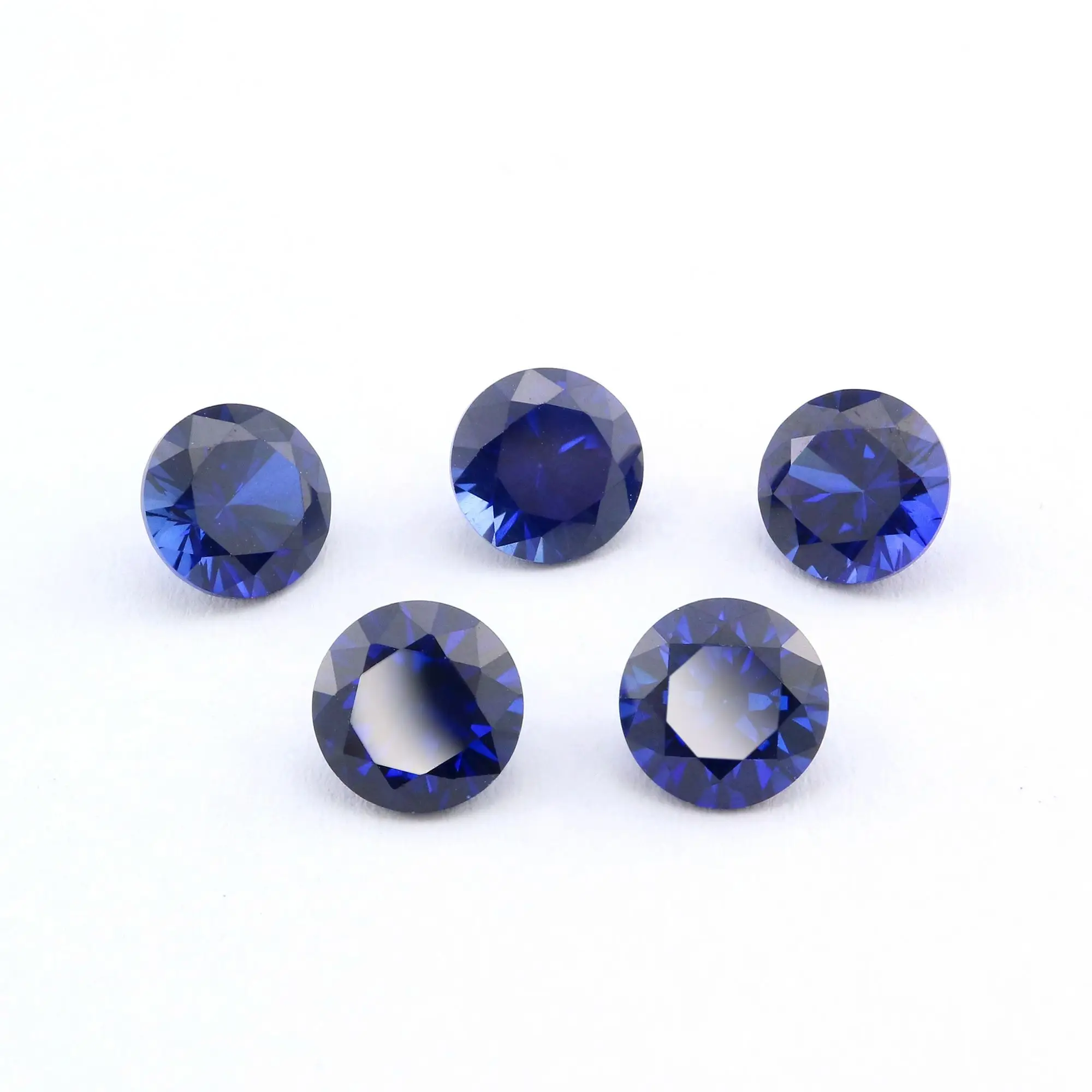 1Pcs Lab Created Round Sapphire September Birthstone Blue Faceted Loose Gemstone DIY Jewelry Supplies 4110167