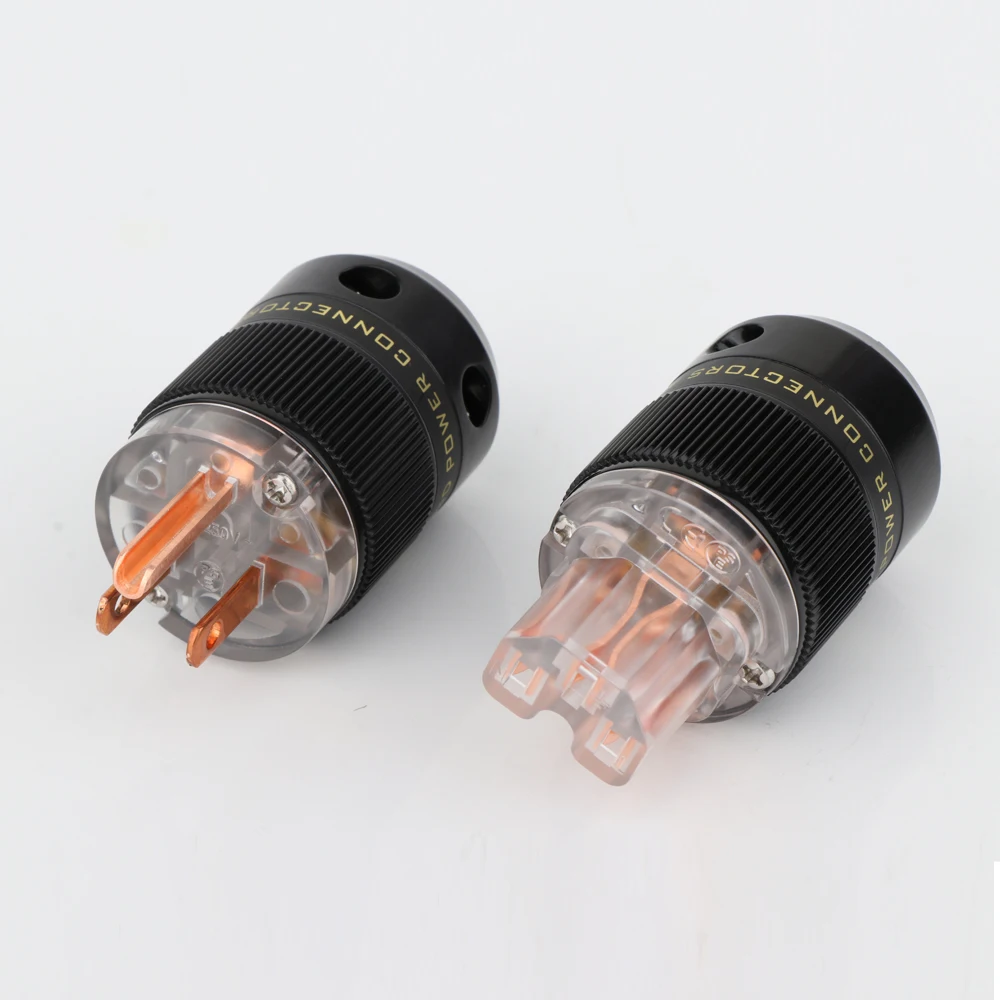 Paar P078T/C078T Messing Gold/Rhodiniert US-Version AC Netzstecker HiFi Audio Anschlüsse Adapter Jack Versorgung Stromkabel – Detail 13